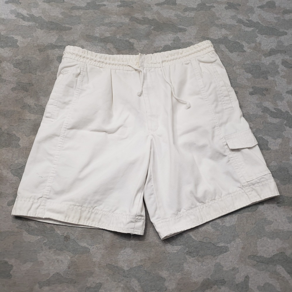 Vintage Weeds Shorts Mens 36 White Cargo Pockets Drawstring Hook N Loop